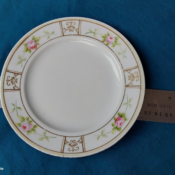 Antique hand painted mayonnaise set delicate roses and gold accents 3 pieces - Picture 12 of 12